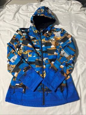 Simply Art by Dolcezza Abstract Print Fleece Lined Hooded Jacket S 70887